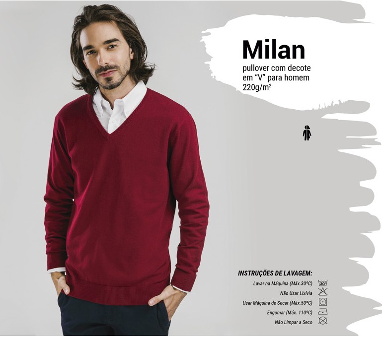 Pullover com Decote em V para Homem Milan - Marca de Mercado