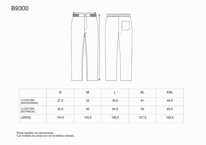 Tabela de Tamanhos calças B9300