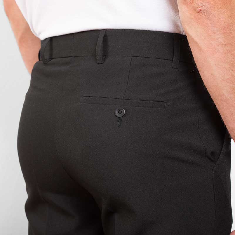 Calças de fato para homem Calças pretas de vestir de corte reto com dobras  e bolsos para usar no escritório, trabalho, empregado, empregado